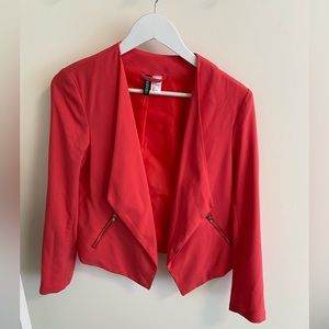 Red cropped blazer jacket